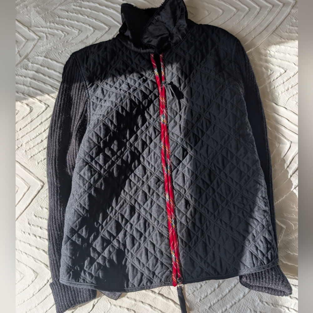 Fashion Classics Quilted Jacket with Red Accents And Fuzzy Collar